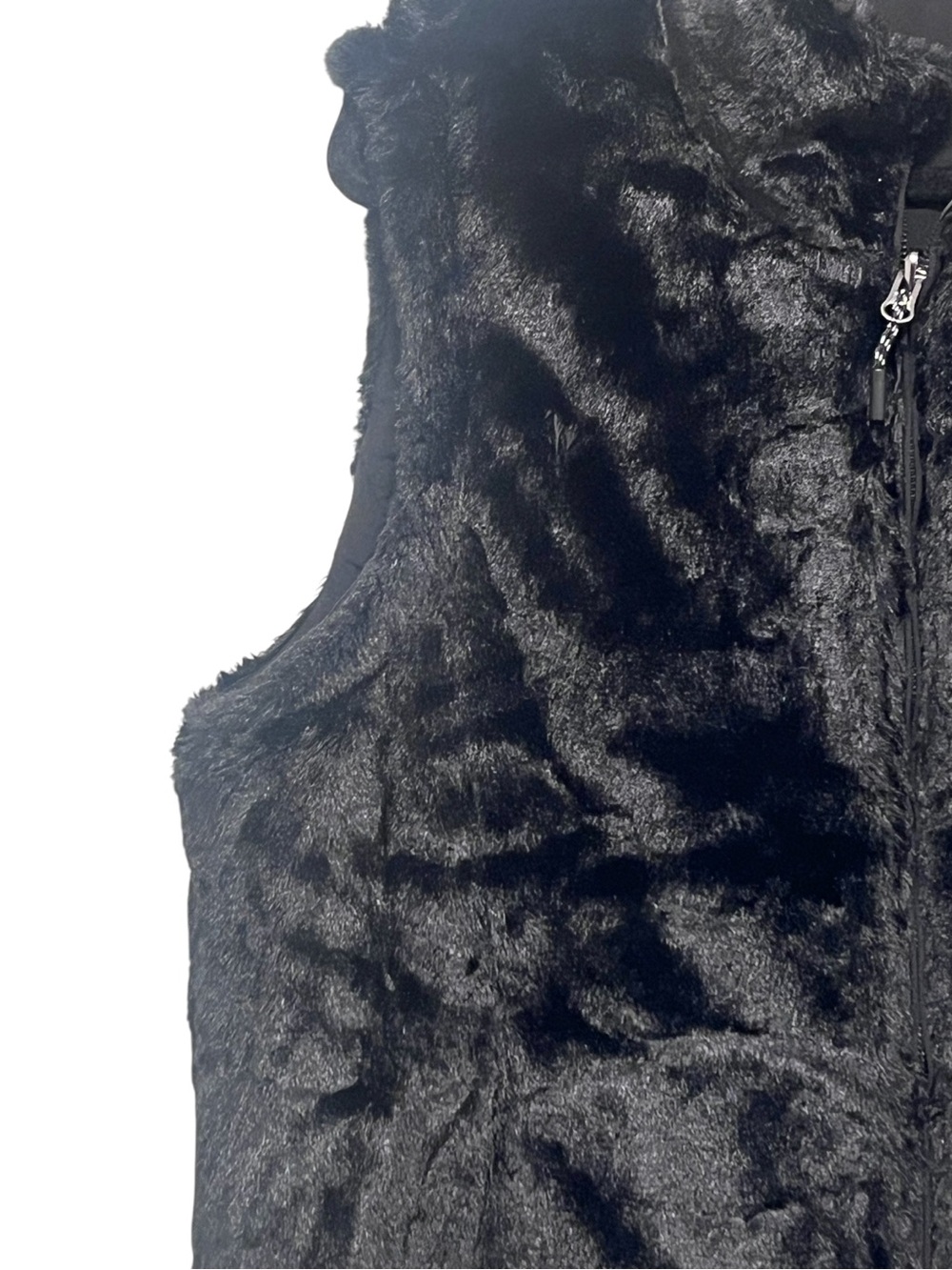 Free Country XL Reversible Faux Fur Quilted Vest Black Full Zip Pockets - Picture 9 of 11